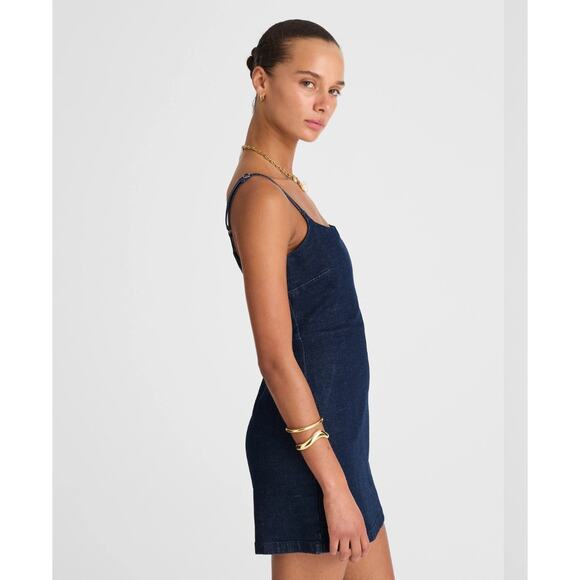 NWT Madewell Denim Squareneck Romper in Briant Wash Size 0 Retail $148 - Picture 2 of 5